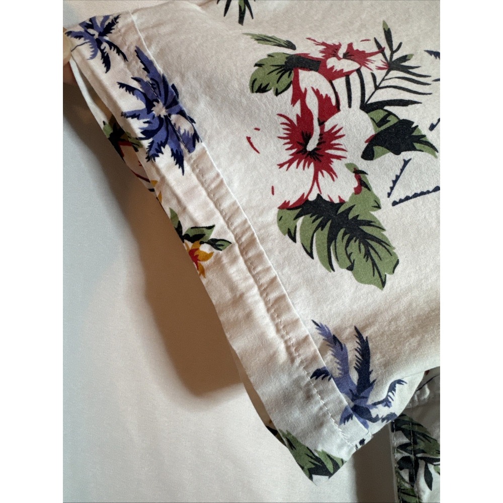 Men's Denim & Flower Short Sleeve Floral Button-Up Cotton Shirt Medium -Slim Fit - Picture 3 of 14